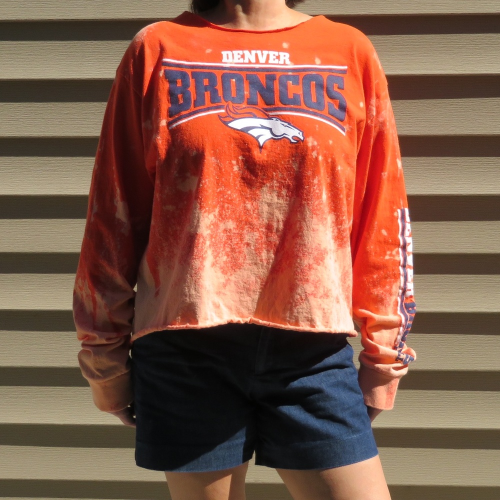 Denver Broncos Long Sleeve Ombre Bleach Tee sz 2X